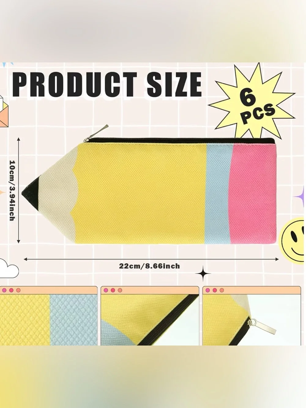 encil Shaped Pencil Case | Cute Kawaii Pencil Pouch | Zipper School Supply